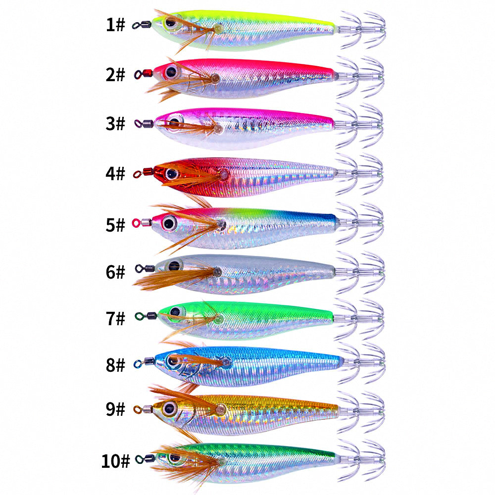 Horizontal Glow Squid Jig, Wood Shrimp Style Hard Bait – product photo