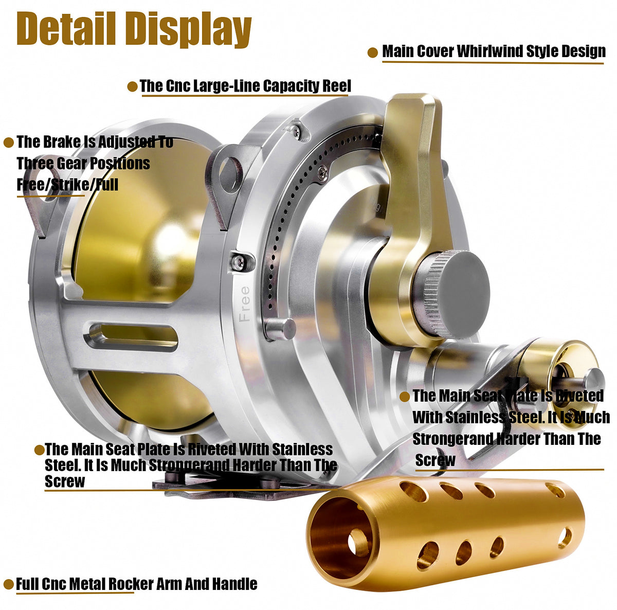 All-Metal Conventional Jigging Reel for Big Game, 30W / 50W – product photo