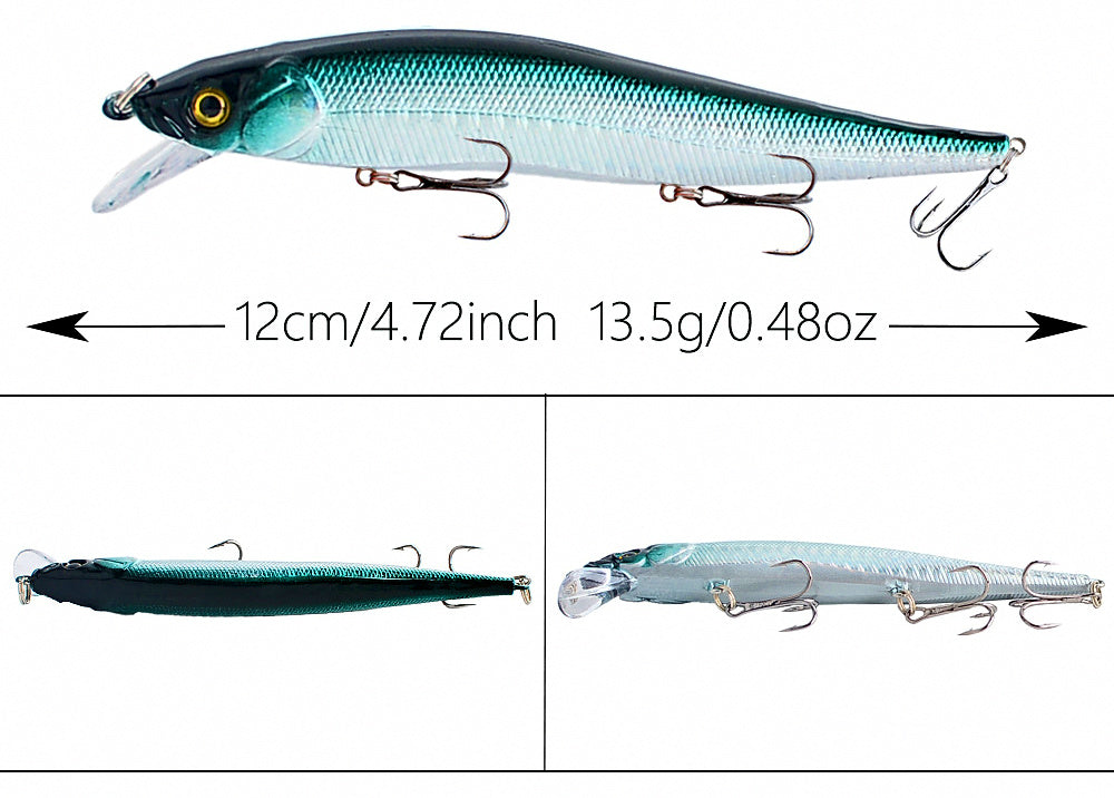 Sinking Minnow Hard Bait, 12 cm (4.7 in), 13.5 g (0.48 oz) – product photo