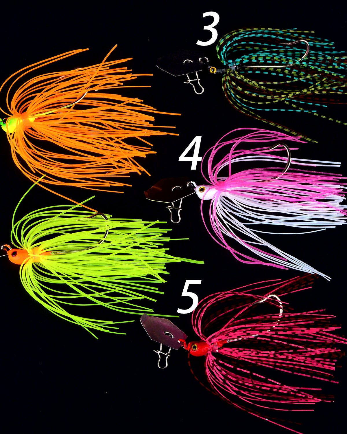 Silicone Skirt Sequin Lure with Sharp Hook, 1/3/5 Pack – product photo