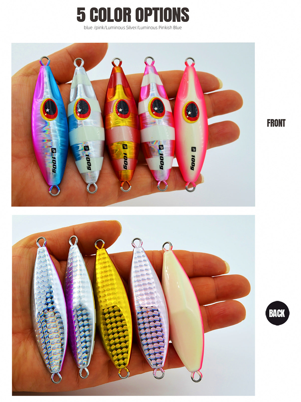 Slow Pitch Jig, 30–120 g (1.1–4.2 oz), Glow & Laser – product photo