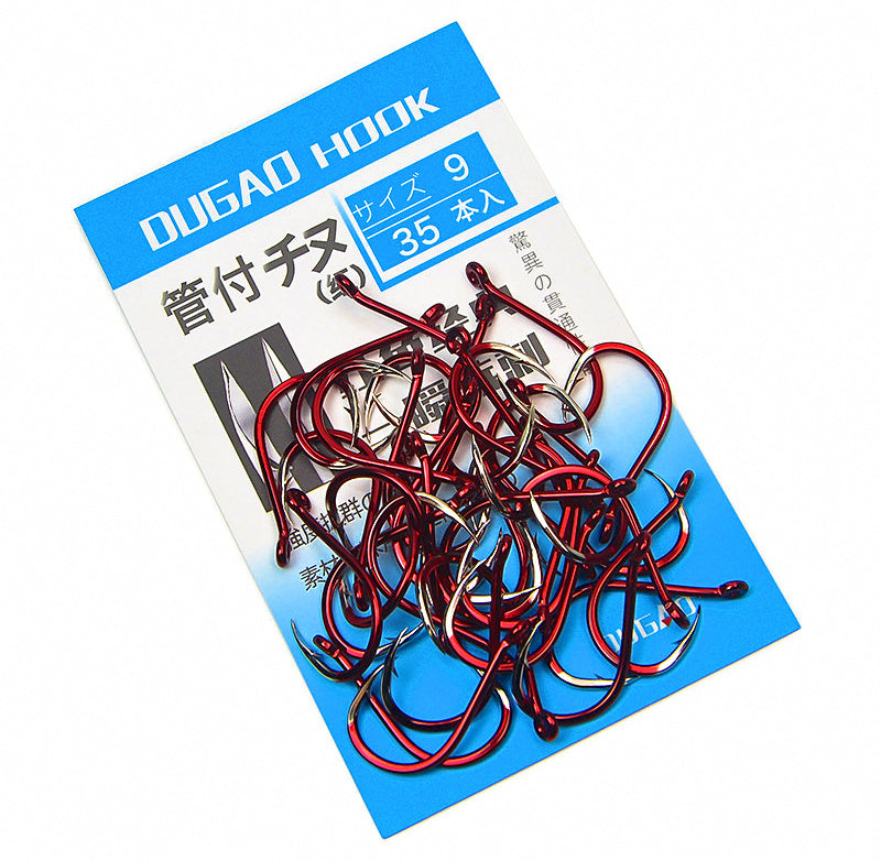 Red Senmata Ring Eye Barbed Hooks, Saltwater, Bulk Pack – product photo