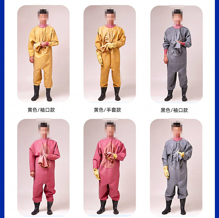 Full-Body Rubber Fishing Waders with Attached Boots
