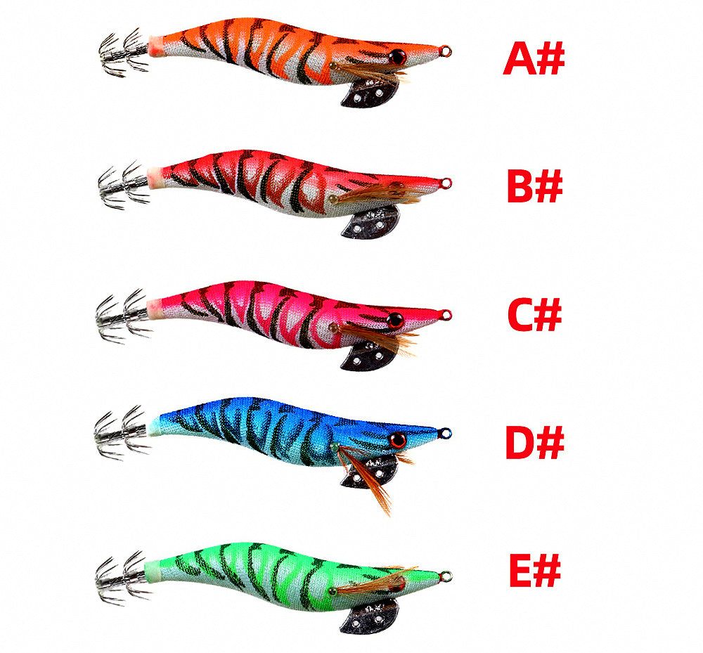 Glow Wooden Shrimp Squid Jig, Size 2.0–3.0 – product photo