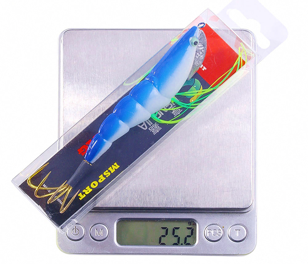 Wooden Shrimp Squid Jig, 12 cm, 17 g (0.6 oz), Glow – product photo