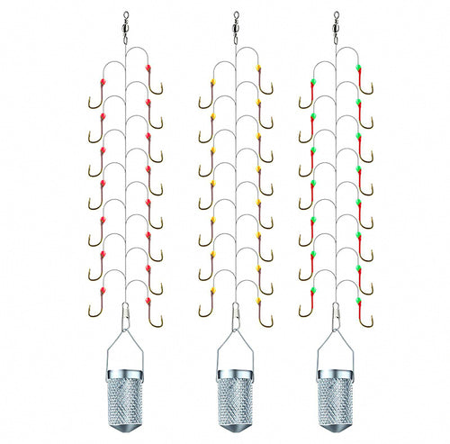 Seven-Star String Hook Rig, Thick Line, Barbed Gold Hooks