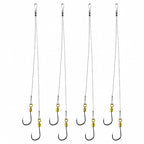 Pre-Tied Double Hook Snell Rigs, Iseni Hooks, Wire Leader
