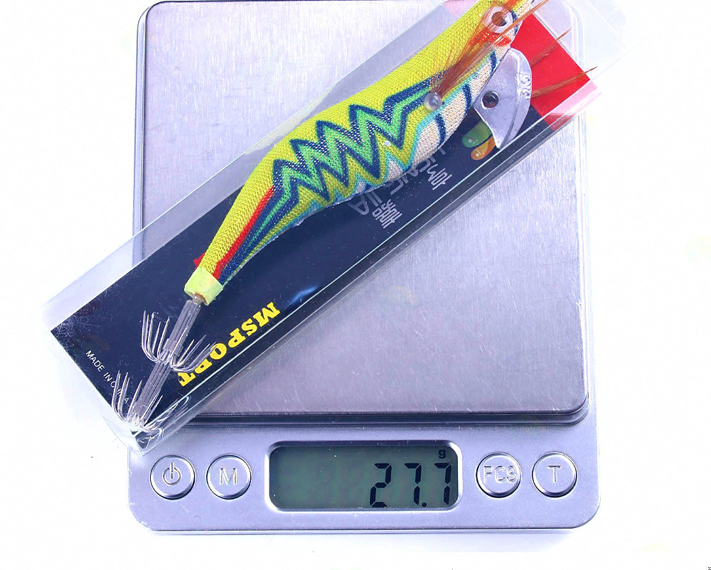 Glow Wooden Shrimp Squid Jig, 3.5 Size, 14 cm, 20 g (0.7 oz) – product photo
