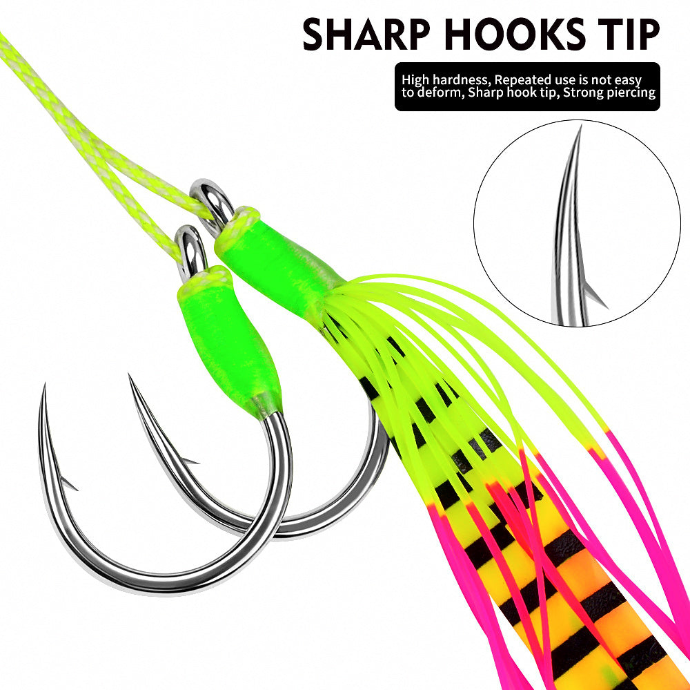 Jig Double Assist Hooks with Silicone Strands, 1/0–5/0 – product photo