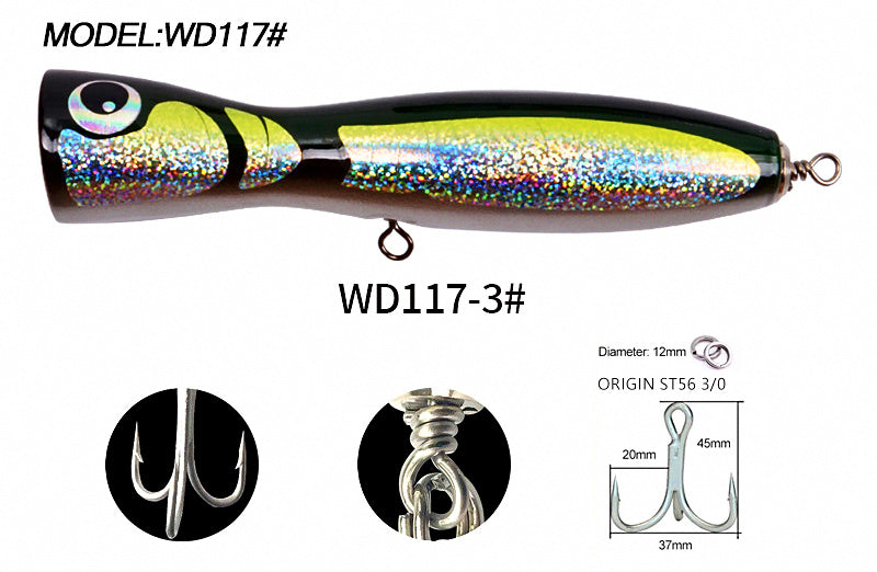 Floating Wood Popper Lure, 120 g (4.2 oz) – product photo