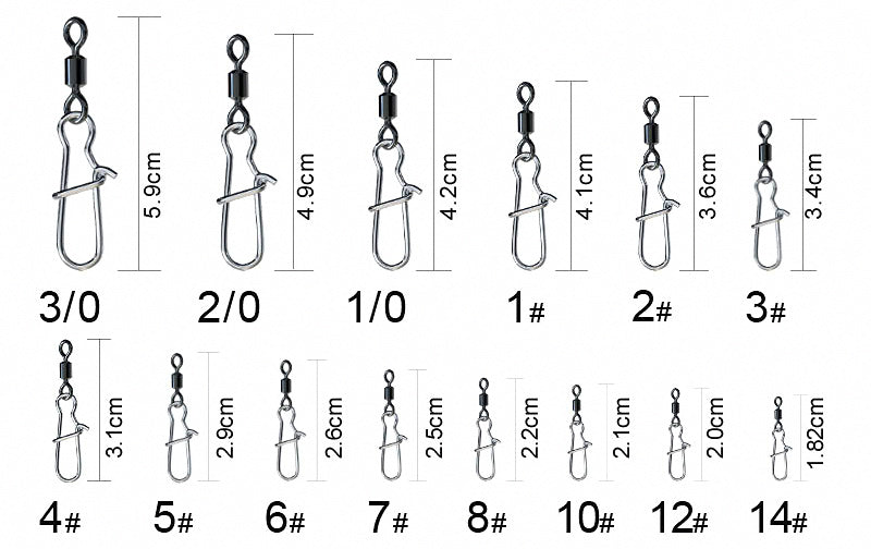 Snap Swivel with Reinforced Safety Pin Snap, Sizes 3/0-14 – product photo