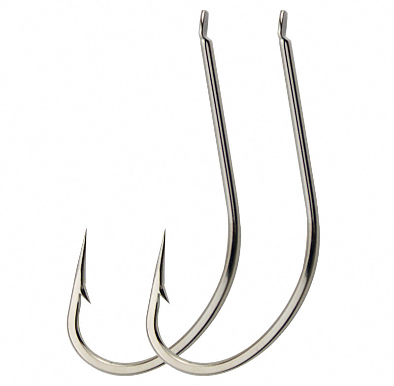 White Maruseigo Barbed Hooks, Long Shank Offset – product photo