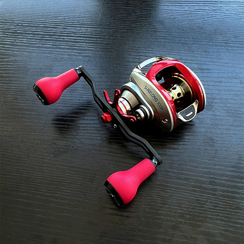 Baitcasting Reel Handle, Carbon Double, Foam Knobs, 120/130 mm – product photo