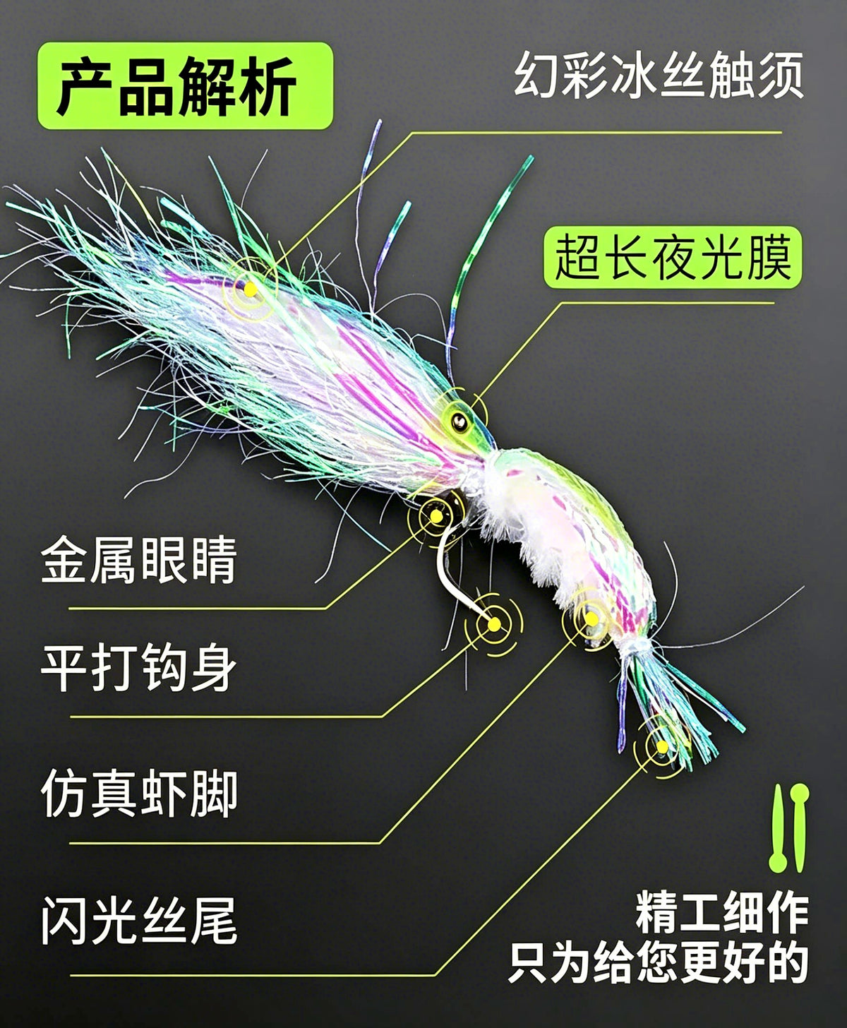 Luminous Ice Silk Shrimp Lure, 5 or 10 Pack – product photo