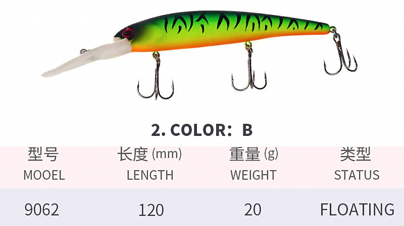 Deep Diving Trolling Minnow Lure, 12 cm (4.7 in), 20 g (0.7 oz) – product photo