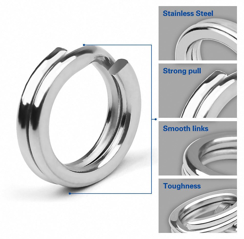 Stainless Steel Double Split Rings, 100 pcs, Sizes 0–6 – product photo