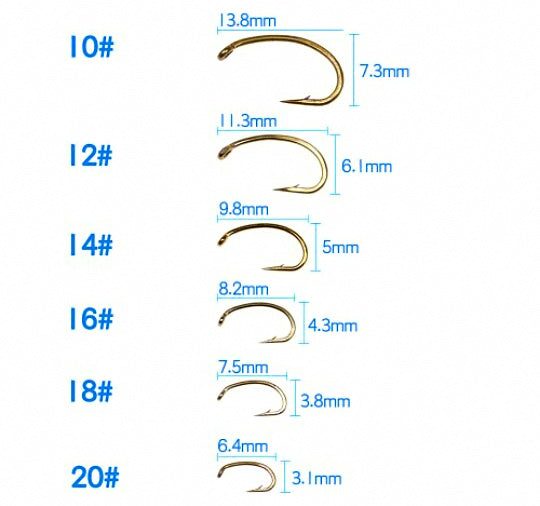 Red Head Nymph Fly Hooks, Barbed, Sizes 8–20 – product photo
