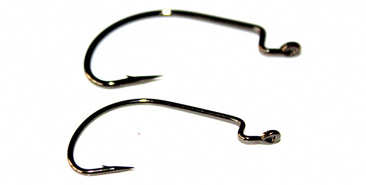 Wide Gap Offset Hooks, Barbed High Carbon Steel, Sizes 8–7/0 – product photo