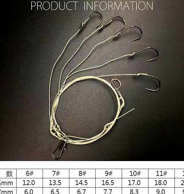 Barbed Steel Wire Rigged Hooks, Iseni & Maruseigo, 50 Sets – product photo