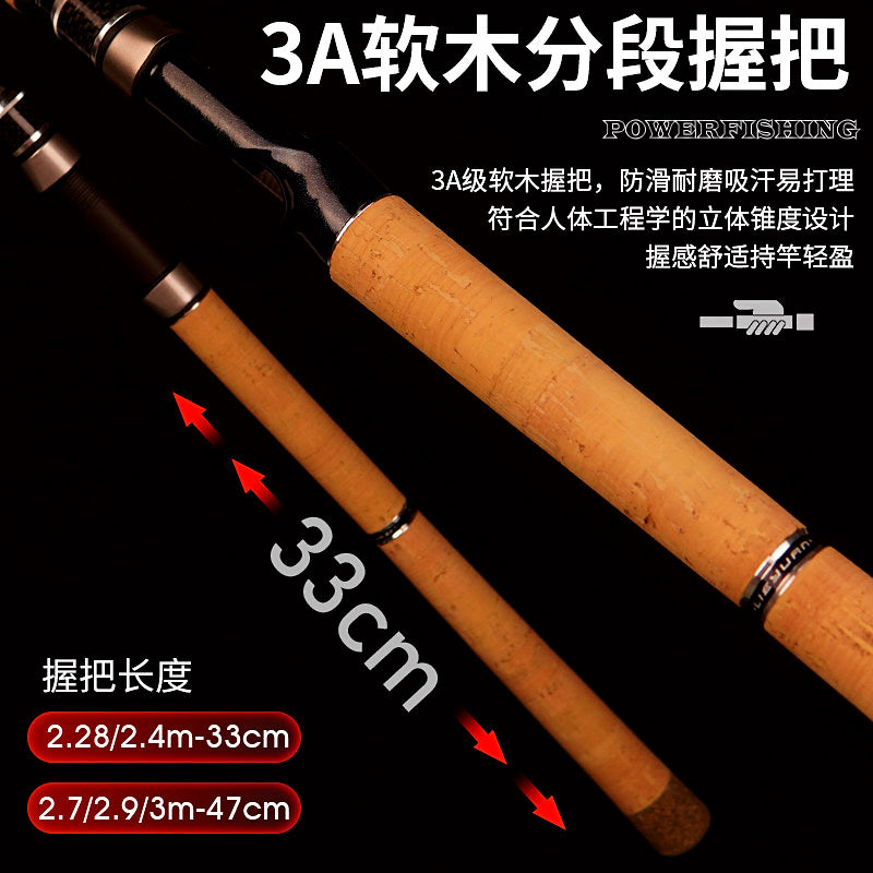 XXH Extra Heavy Lure Rod, 2-Piece Carbon, 2.28–3 m