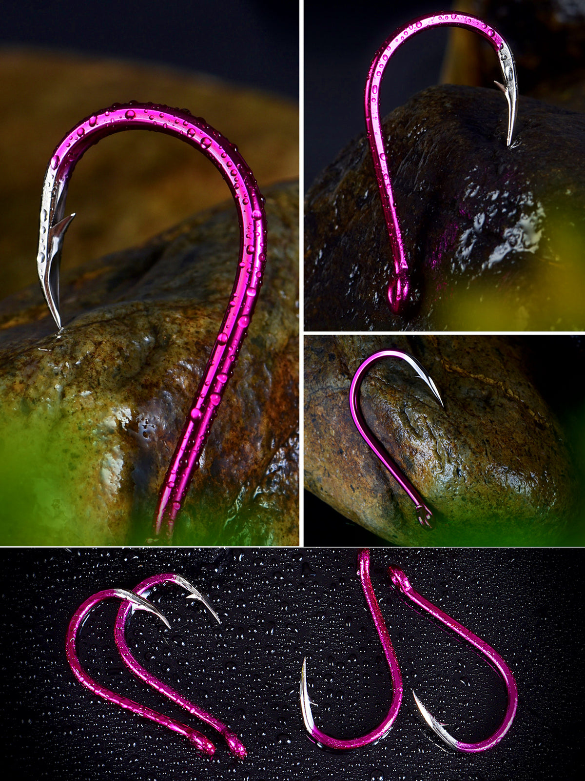 Purple Tube Chinu Hooks, Barbed Bent-Mouth, Sizes 1–15 – product photo
