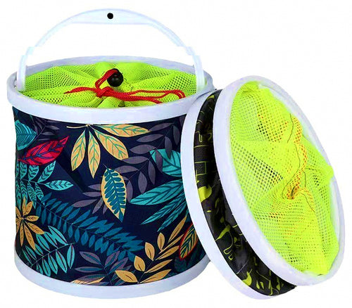 Folding Fishing Bucket with Rope, Oxford Cloth, 14.5–25 cm – product photo
