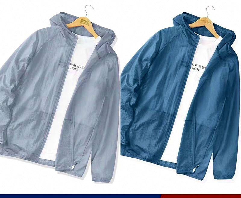 Men's Lightweight Sun Hoodie Jacket, Ice Silk Full Zip – product photo