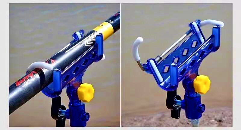 Stainless Steel Rod Holder, Self-Locking Ground Spike, Blue – product photo