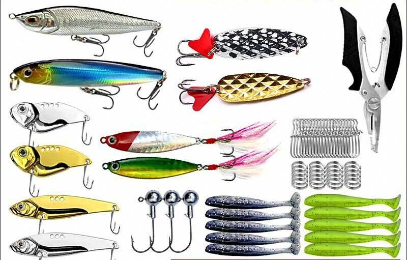 Fishing Lure Kit, Hard Baits, Soft Baits, Spoons & Spinnerbaits – product photo