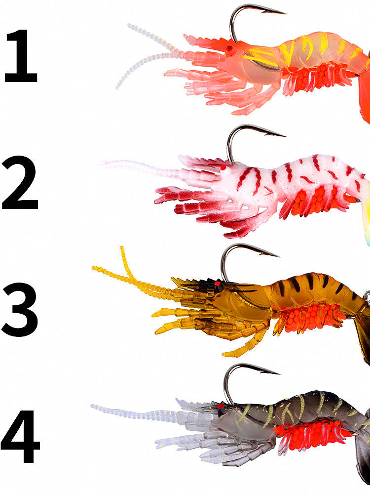 Soft Shrimp Lure with Hook, Saltwater Soft Bait, 1/2/4 Pack – product photo