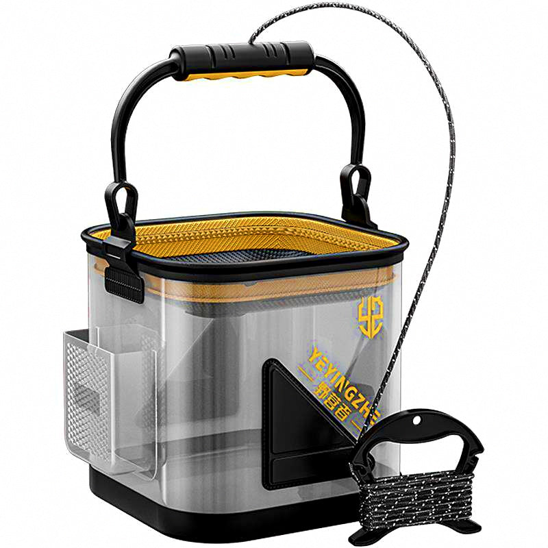 Collapsible Clear Live Bait Bucket with Zip Lid, 8-13 L – product photo