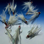 White Feather Treble Hooks, Barbed, Blood Groove, Size 1–12 – product photo
