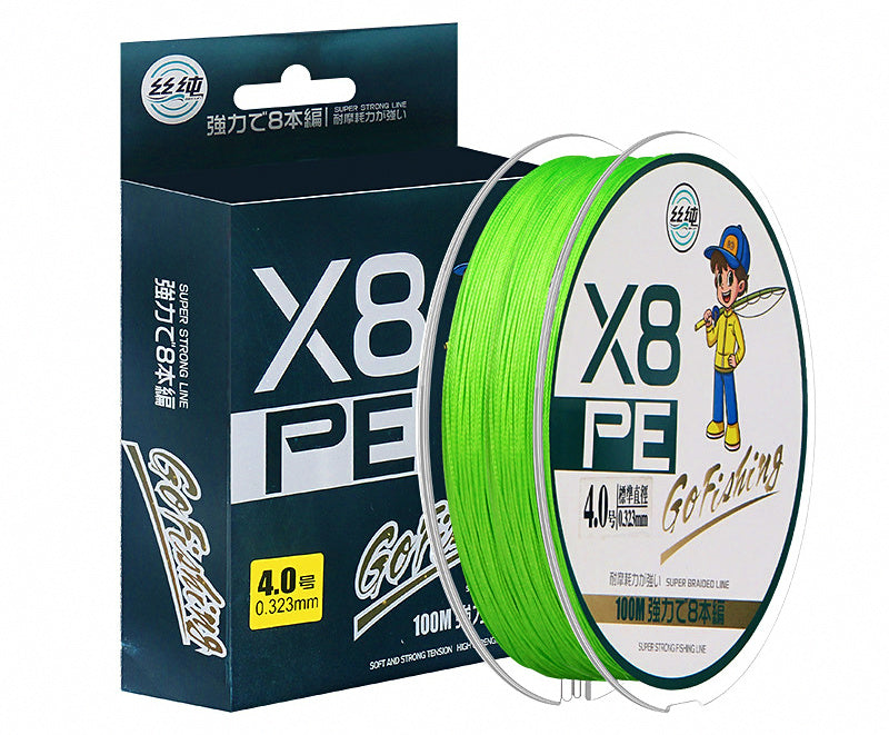 Fluorescent Green PE Braided Line, 100 m (109 yd), 4 or 8 Strand – product photo