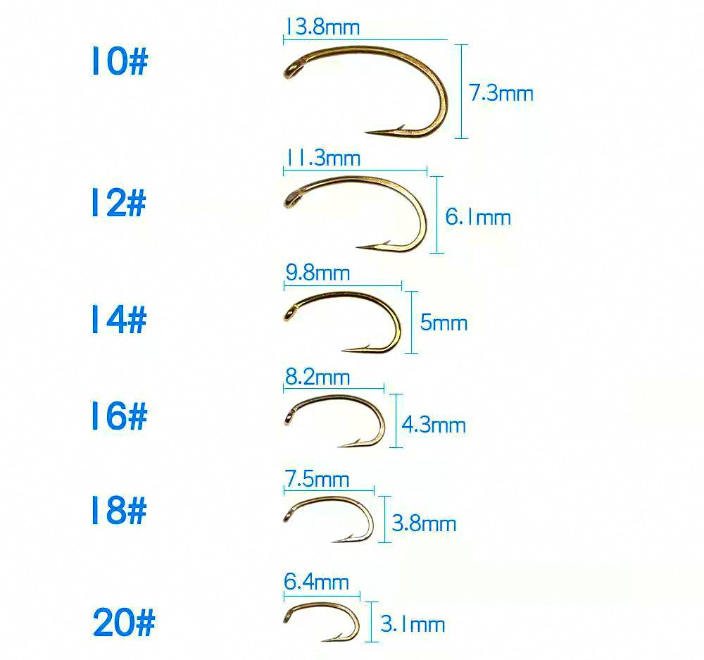 Barbed Nymph Fly Hooks, Bloodworm & Ant Patterns, Size 8–20 – product photo
