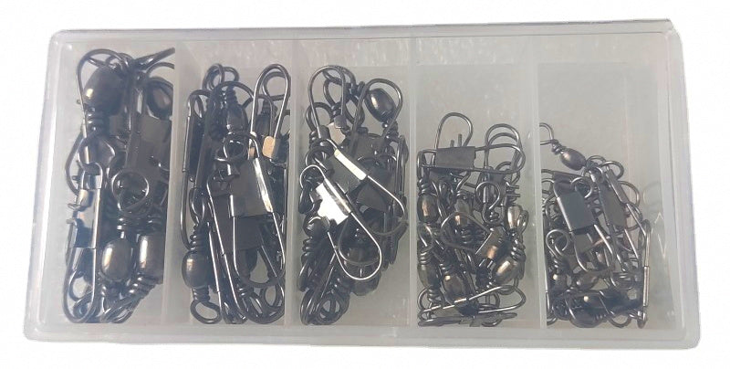 Barrel Swivel & Safety Snap Assortment, 50 pc, Sizes 2-10 – product photo