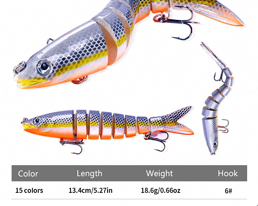 Jointed Sinking Swimbait Lure, 18 g (0.6 oz), 5.3 in – product photo
