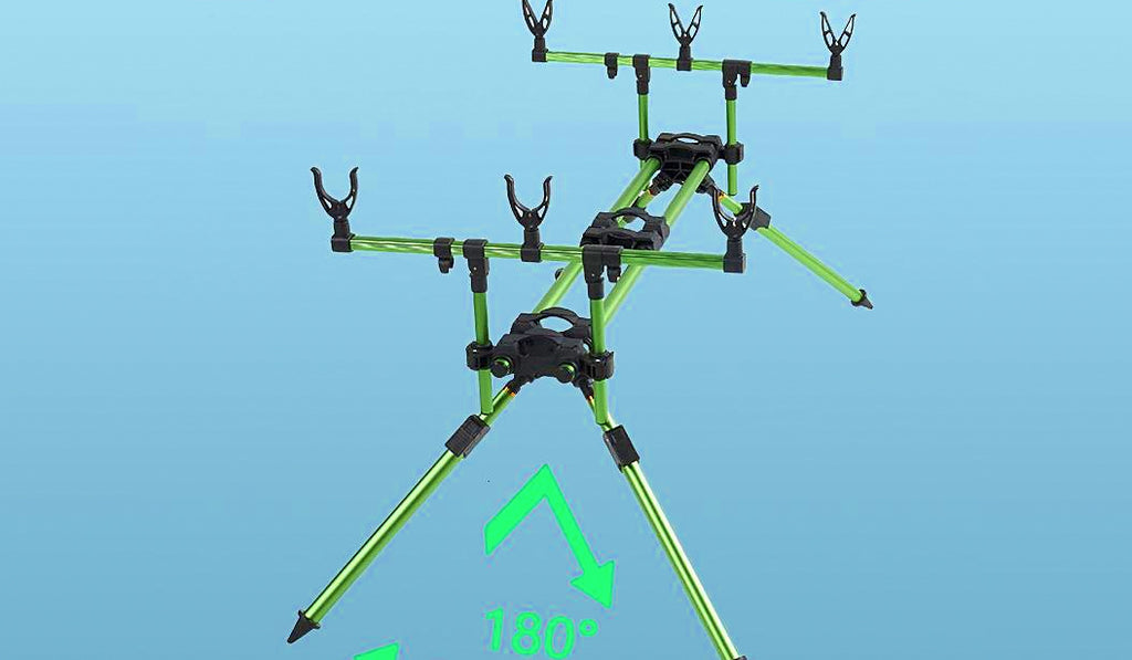 Aluminum Rod Holder Stand Set, Double Gear, Multi-Rod Rest – product photo