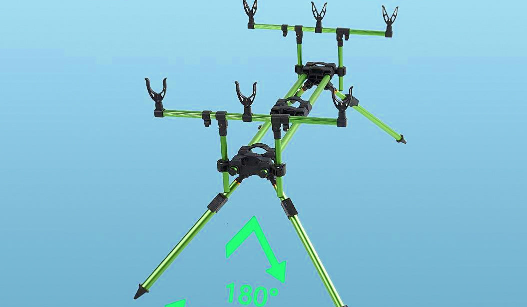 Aluminum Rod Holder Stand Set, Double Gear, Multi-Rod Rest – product photo