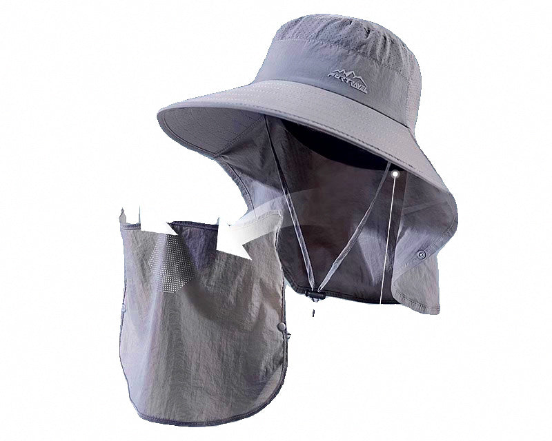 Wide Brim Fishing Sun Hat with Face Cover, Adjustable – product photo