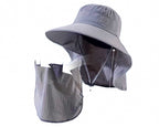 Wide Brim Fishing Sun Hat with Face Cover, Adjustable – product photo