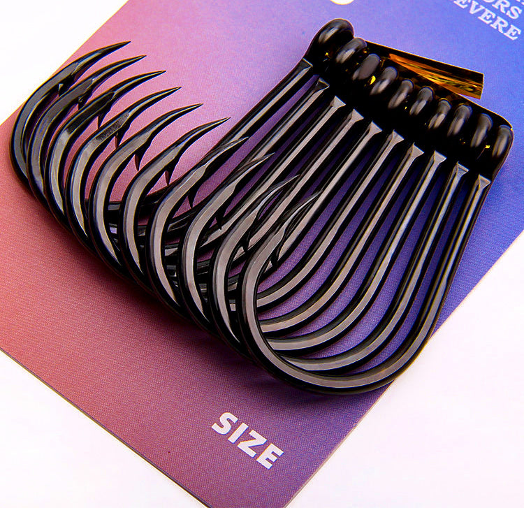 Black Iseni Fishing Hooks, 4X Strong, Sizes 16–28 – product photo