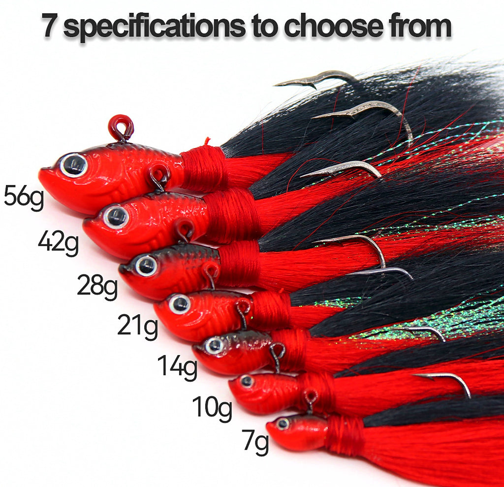 Feather Lead Head Jig Hooks, 3-Pack, 7–56 g (0.25–2 oz) – product photo