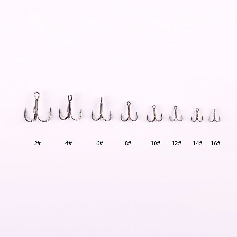 Barbed Treble Hooks, Black/White Coated, Sizes 2–16 Bulk – product photo