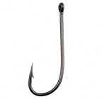 Long Shank Barbed Offset Hooks, Black, Bulk Pack