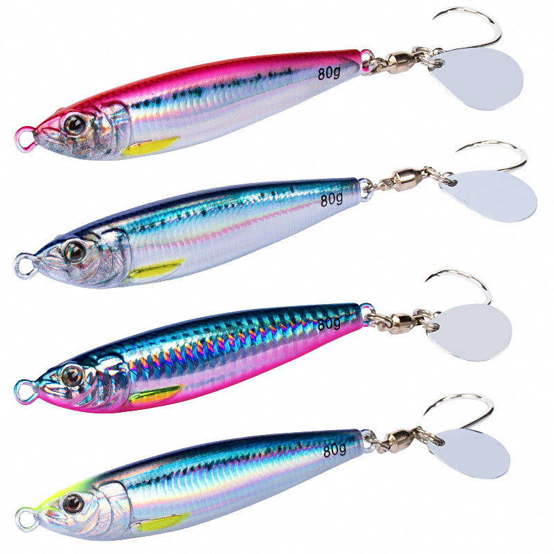 Metal Jig, 40/60/80 g (1.4/2.1/2.8 oz), Bare or With Hooks