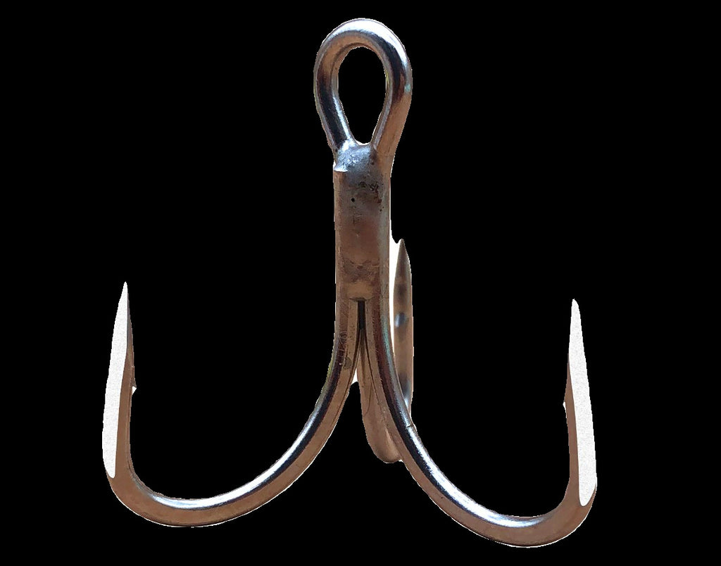 Barbed Stainless Steel Treble Hooks, 25-Pack, Size 16 to 4/0 – product photo