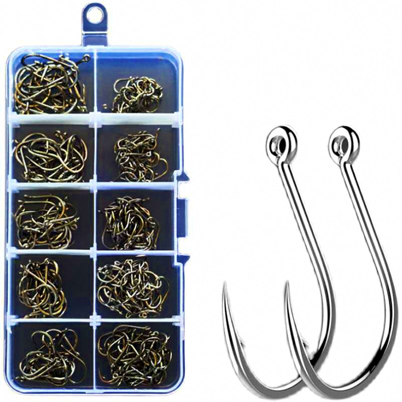Iseama Eyed Barbed Hook Assortment, Sizes 3–12
