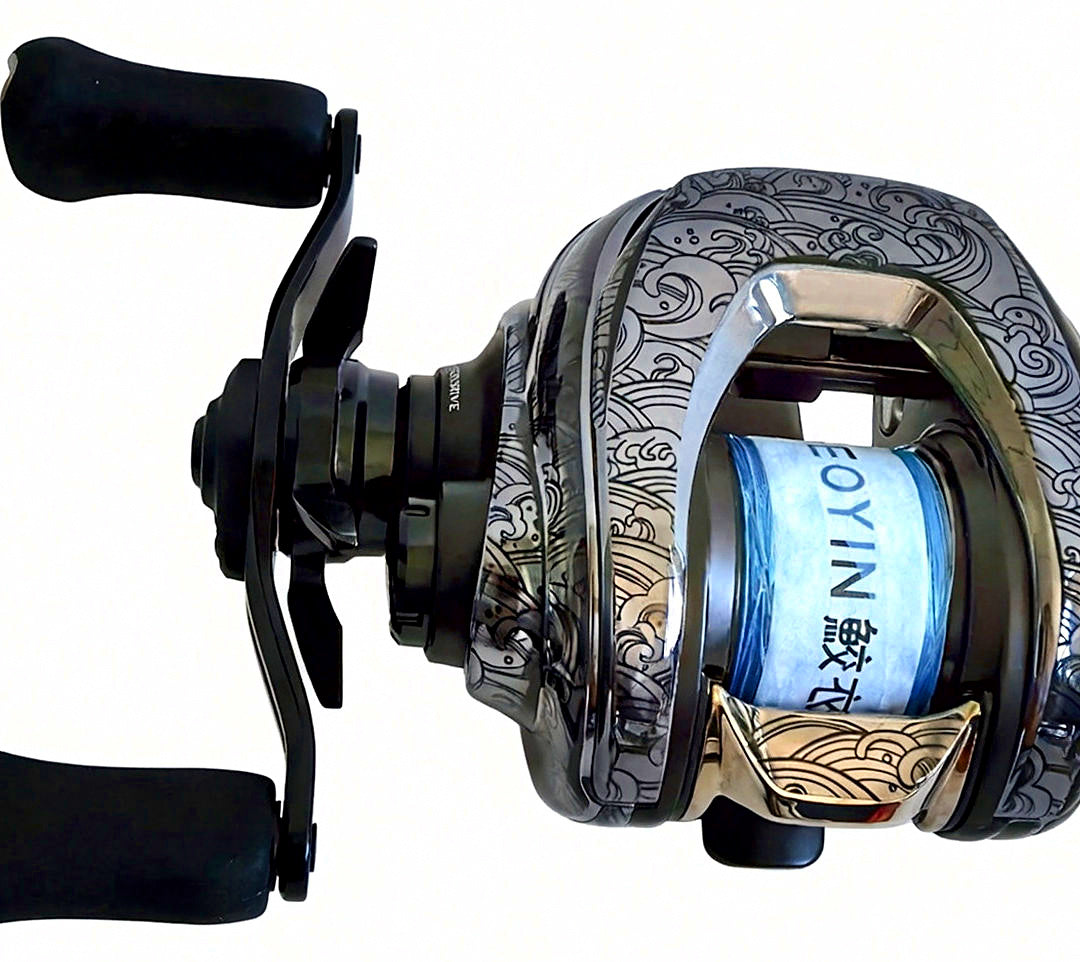 Baitcasting Reel Skin Film, Clear Bling or Summer Ripple – product photo