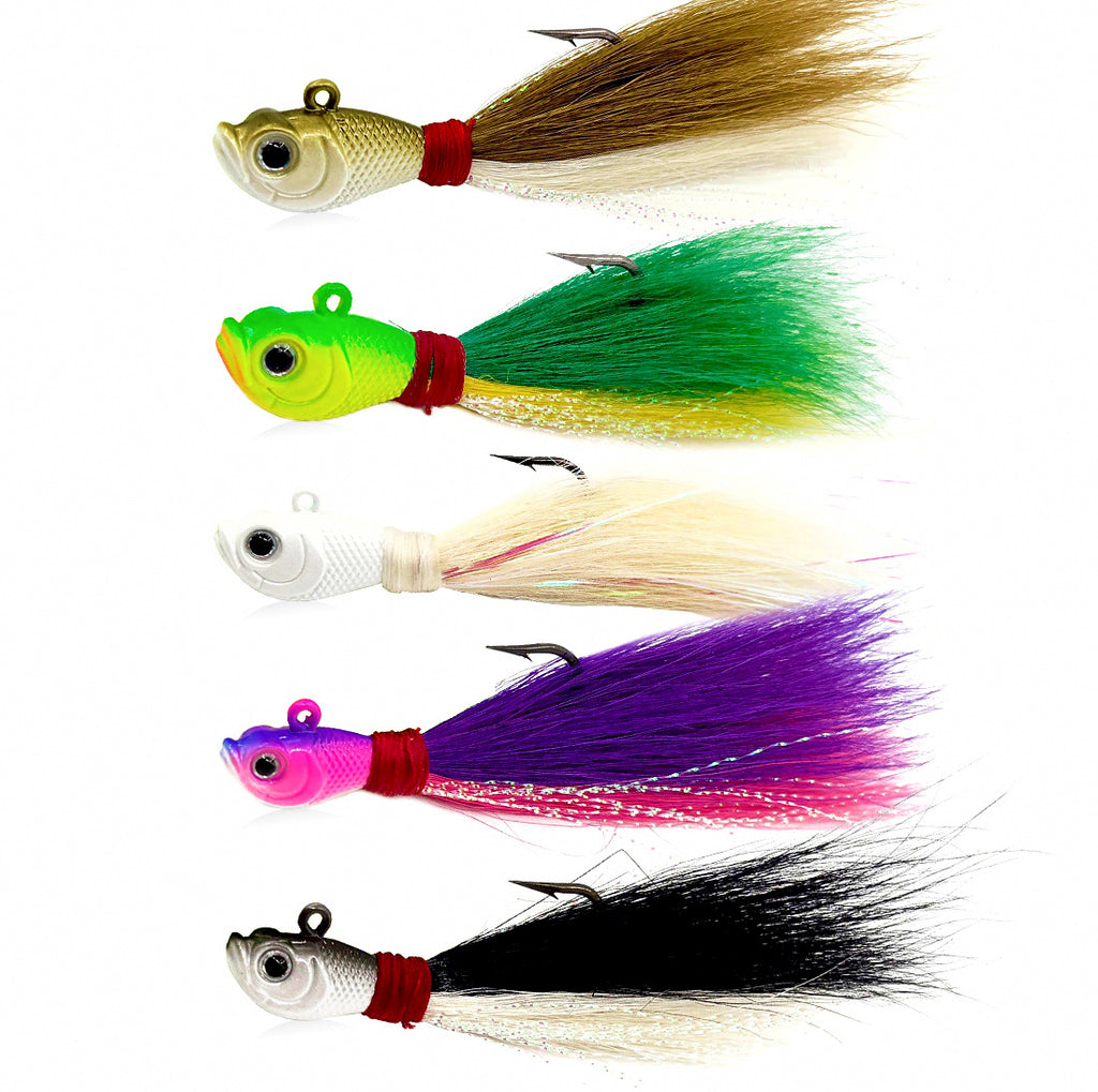Bucktail Feather Jig, 7–56 g (0.25–2 oz), 5-Pack