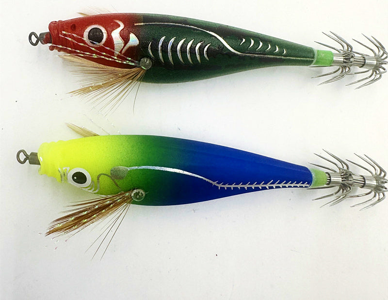 Egi Wooden Squid Jig with Rattle, 8.5 & 9.5 cm (3.3 & 3.7 in) – product photo